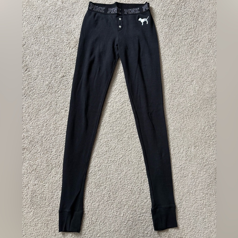 PINK Victoria's Secret Black Skinny Pants with Logo Waistband